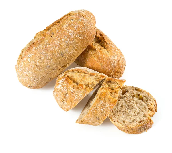 Verse Lekker Gezond Volkoren Brood Witte Achtergrond — Stockfoto