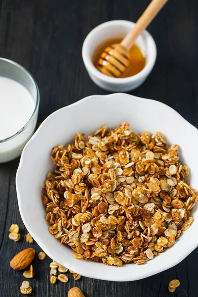 Granola Sain Fait Maison Sur Surface Bois — Photo