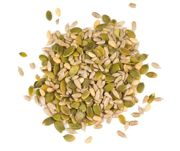 Detailní Pohled Zdravých Semen Mix Izolované Bílém Pozadí Royalty Free Stock Obrázky