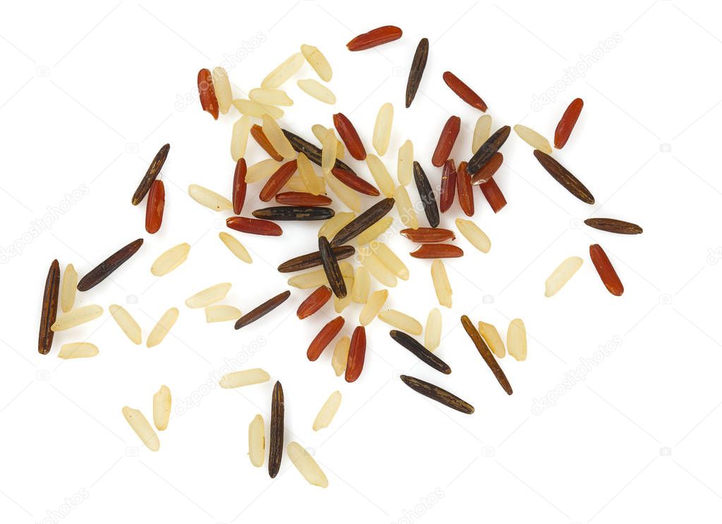 uncooked mixed rice isolated on white background