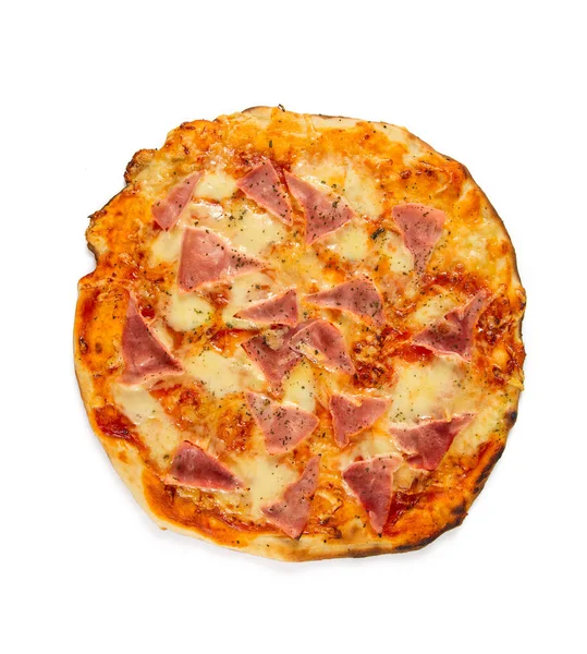 Ham Pizza Isolated White — Stock Photo, Image