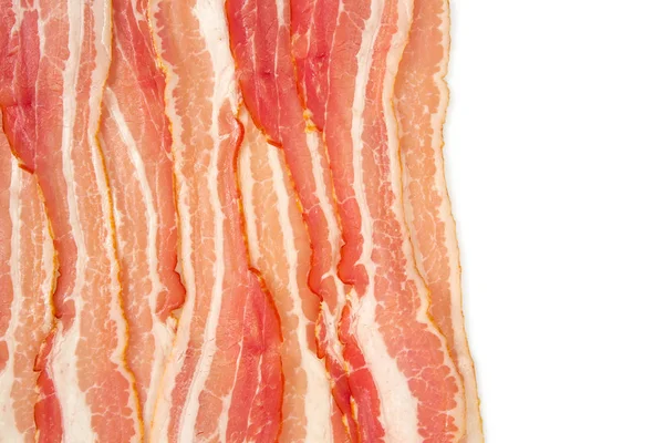 Tranches Bacon Isolées Sur Blanc — Photo