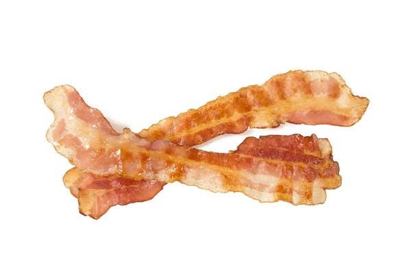 Bacon Frito Sobre Fundo Parede Branca Fechar — Fotografia de Stock