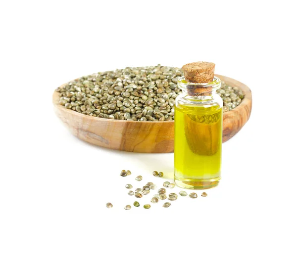 Hemp Seed Oil White Background — Stock Photo, Image