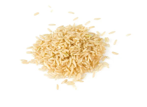 Kahverengi Pirinç Beyaz Üzerine Izole Edilmiş — Stok fotoğraf