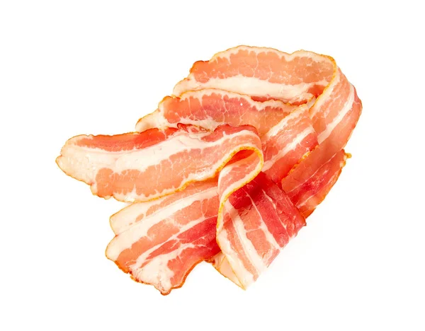 Tranches Bacon Isolées Sur Blanc — Photo