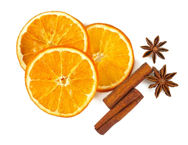 Naranjas Especias Secas Aisladas Sobre Blanco —  Fotos de Stock