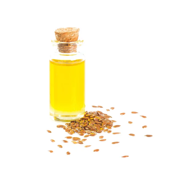Flaxseed Oil Isolated White — Stock Photo, Image