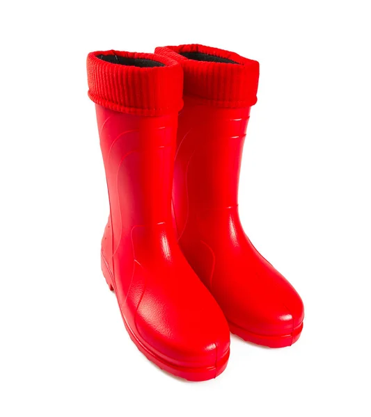 Red Rubber Boots Isolated White — Stock Photo, Image
