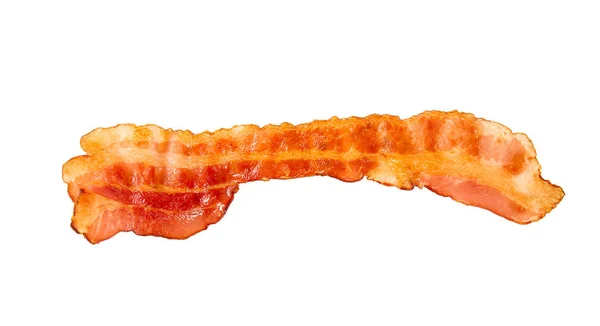 Bacon Frito Isolado Fundo Parede Branca Fechar — Fotografia de Stock