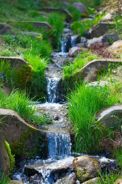 Artificial River Falls Wall Background Close — Stock Photo, Image