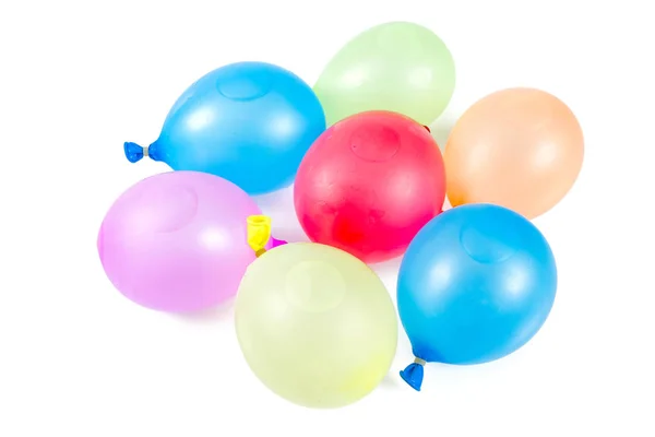 Färgglada Vattenballonger Isolerad Vit — Stockfoto