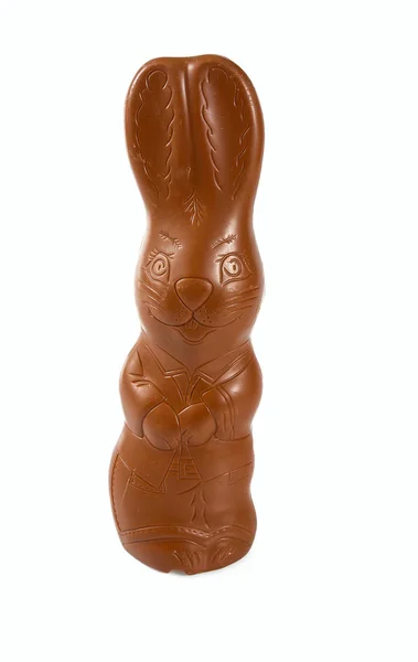 Шоколадный Пасхальный Кролик Изолирован Белом — стоковое фото