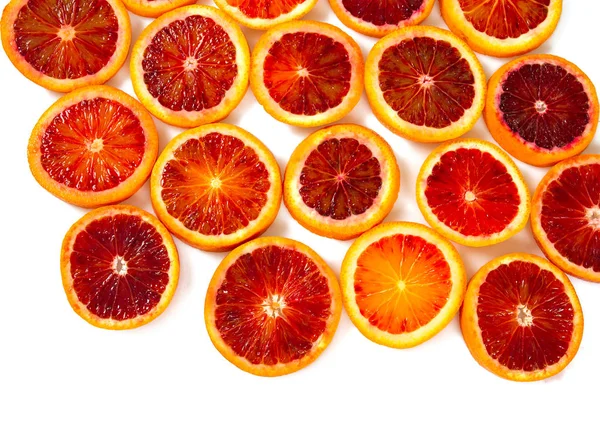 Juicy Blood Orange Slices Isolated White Background — Stock Photo, Image