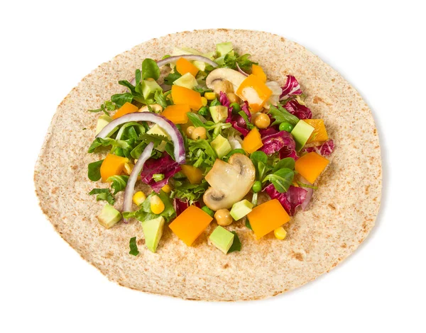 Vejetaryen kepekli tortilla.