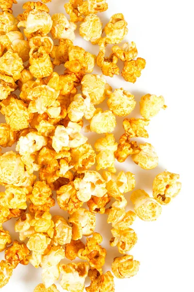 Close View Sweet Caramel Popcorn Isolated White Background — Stock Photo, Image