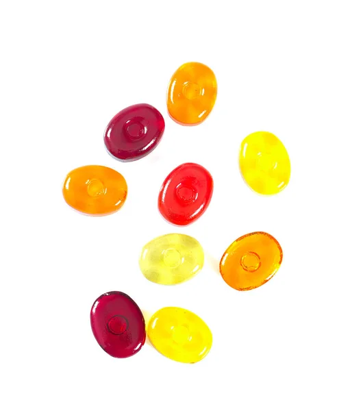 Barevné Ovoce Hard Candy Izolované Bílém — Stock fotografie
