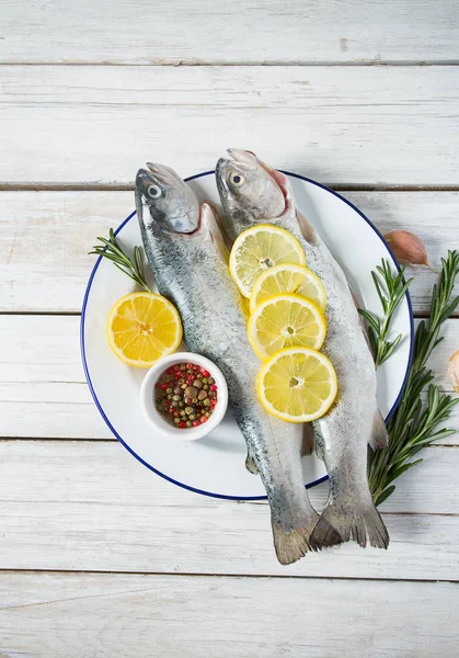 River Trout Wooden Surface — Stock Photo, Image