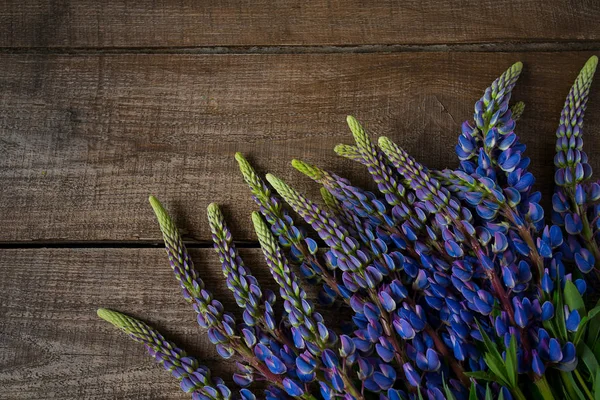 Lupines Wooden Surface Background Close — Stock Photo, Image