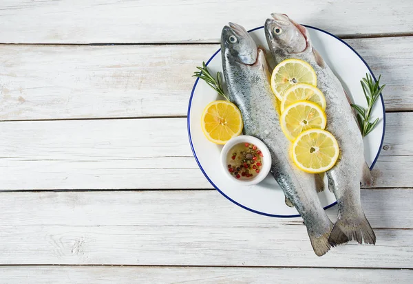 River Trout Wooden Surface — Stock Photo, Image