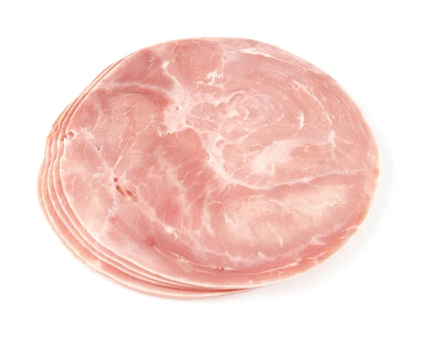 Sliced Smoked Ham Isolated White — Stock Photo, Image