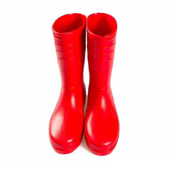 Red Rubber Boots Isolated White — Stock Photo, Image