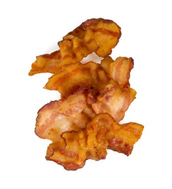 beyaz izole kızarmış domuz pastırması