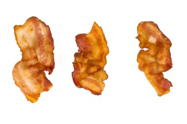 beyaz izole kızarmış domuz pastırması