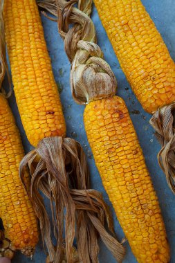Kavrulmuş mısır koçanı üstten görünüm