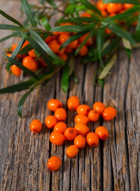 Deniz cehri çilek ahşap yüzey üzerinde