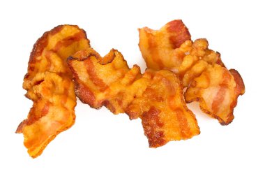 beyaz izole kızarmış domuz pastırması