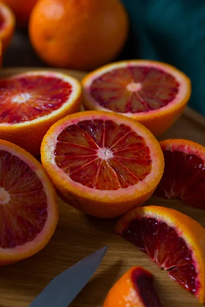 Bloed Oranje Houten Oppervlak — Stockfoto