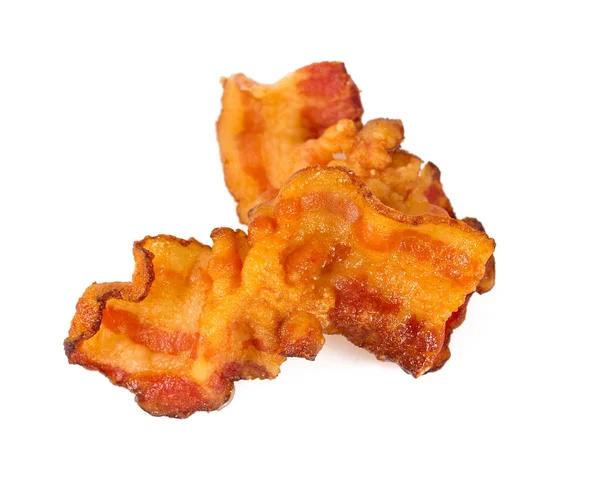 Bacon Frito Isolado Branco — Fotografia de Stock