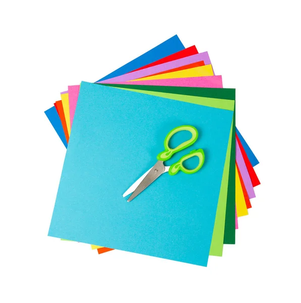 Colorful Paper Scissors Isolated White — Stock Photo, Image