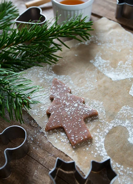 Boże Narodzenie Piernika Cookie Pieczenia — Zdjęcie stockowe