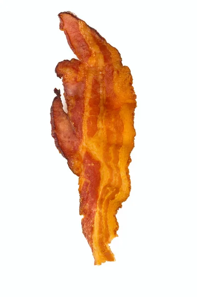 Bacon Frito Isolado Branco — Fotografia de Stock