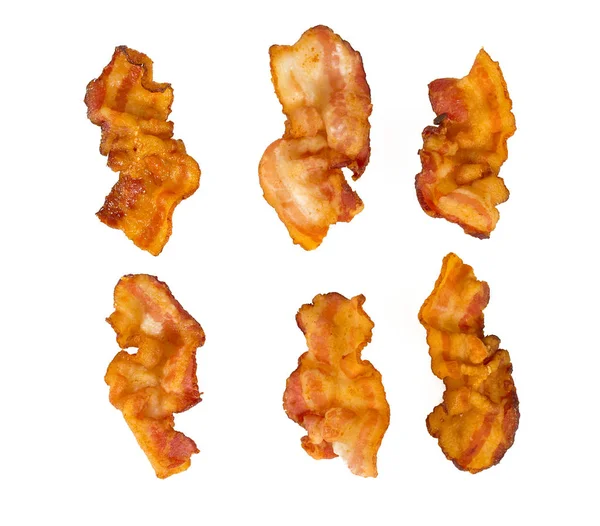 Bacon Frito Isolado Branco — Fotografia de Stock