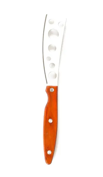 Cuchillo Queso Con Mango Madera Sobre Blanco — Foto de Stock