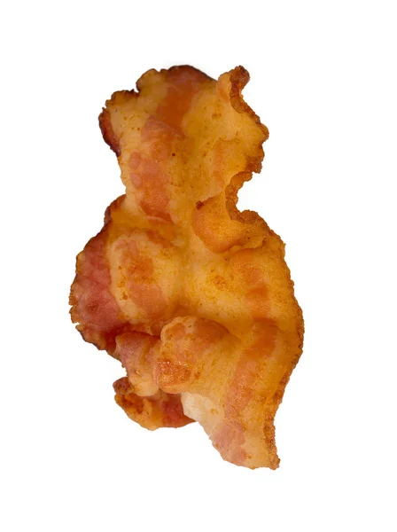 Bacon Frito Isolado Branco — Fotografia de Stock