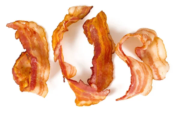 Stekt Bacon Isolerad Vit — Stockfoto