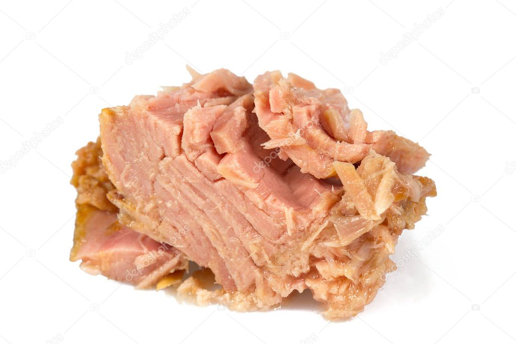 canned tuna fish isoalted on  white