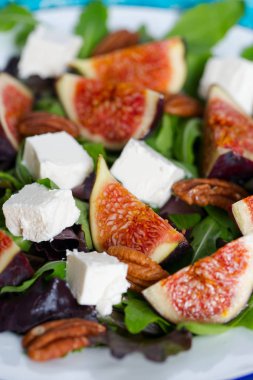 incir, beyaz peynir, rucola ve pekan fındık salata