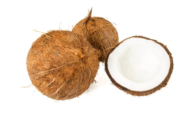 Kokosové Ořechy Izolované Bílé — Stock fotografie