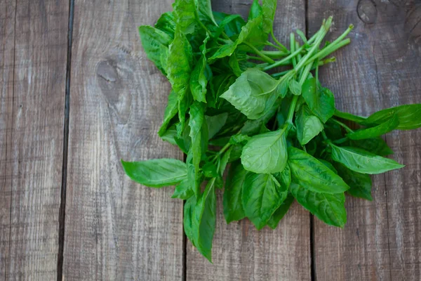 Bunch Basil Wooden Surface — Stock Photo, Image