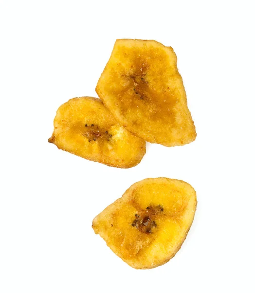 Chips Banana Isolados Branco — Fotografia de Stock