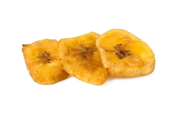 Banán Chipszek Elszigetelt Fehér — Stock Fotó