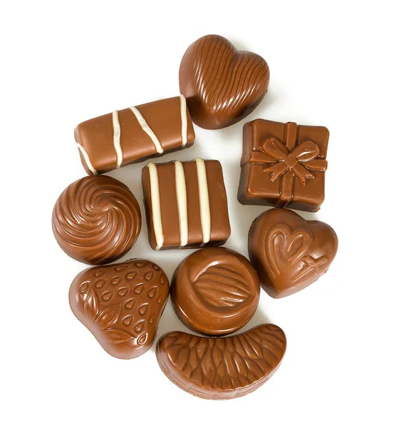 Schokoladenbonbons Isoliert Auf Weiß — Stockfoto