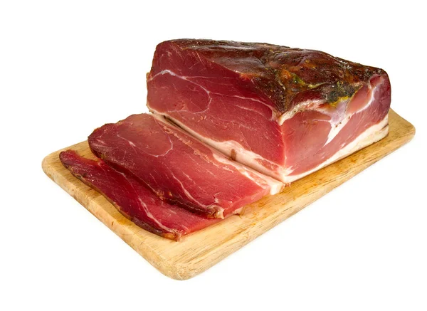 İtalyan speck üzerinde beyaz izole