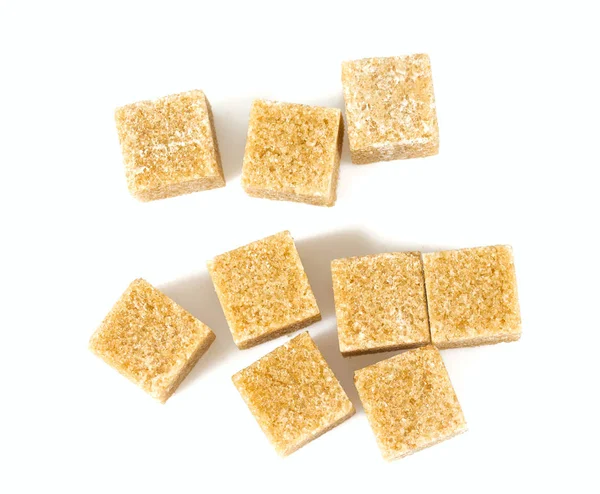 Brown Sugar Cubes Isolated White — Stock Photo, Image