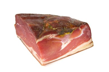 İtalyan speck üzerinde beyaz izole